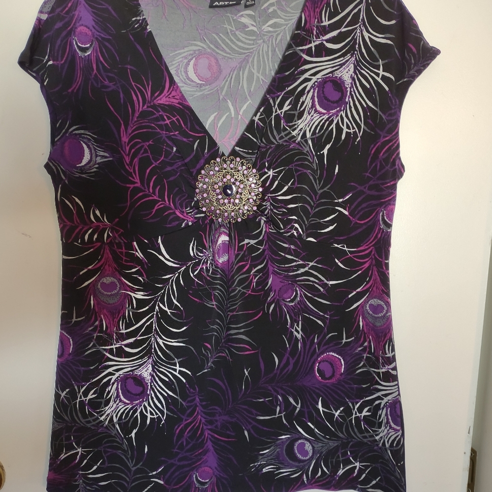 Beautiful Purple Top with Heavy jeweled accent piece Apt 9